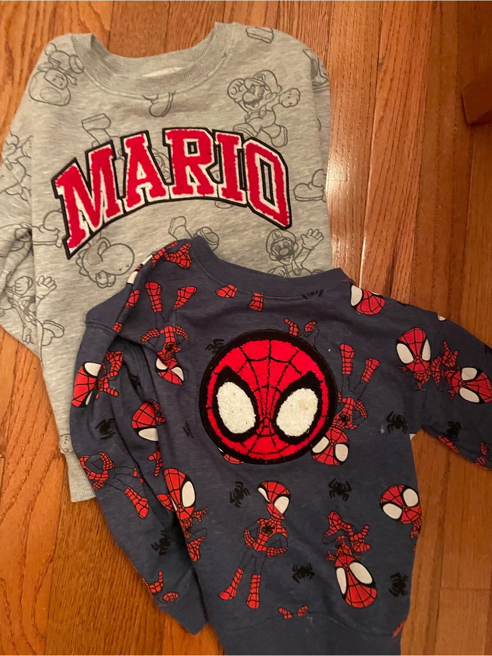 Spiderman Blue and Red Kids Hoodie with Mario Grey Sweatshirt
